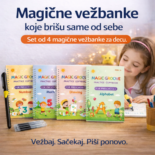 ✨ Magične Vežbanke za Djecu – 4u1 Set za Učenje Pisanja, Brojeva i Crtanja Kvalitetno
